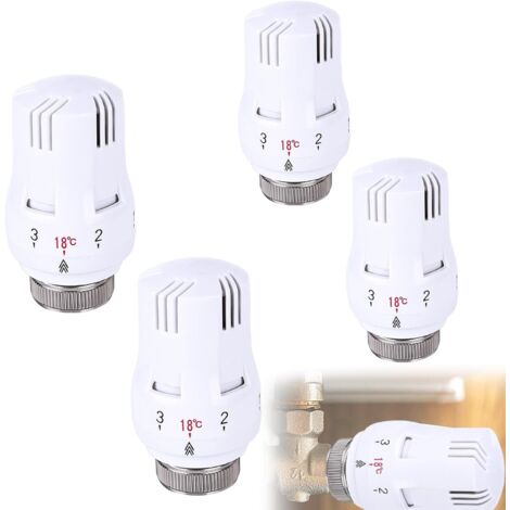 Set di 4 teste termostatiche: valvola per radiatore M 30 x 1,5, testa termostatica di raffreddamento, testa termostatica di ricambio per testa termostatica, testa di ricambio per valvola radiatore, te