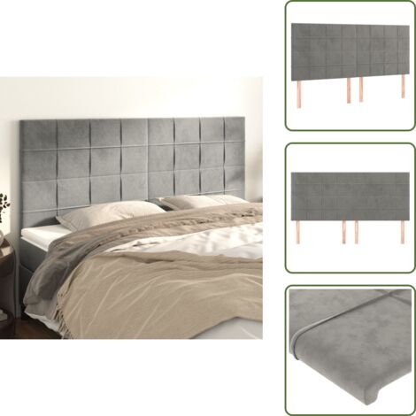 Set di 4 Testiere Modernas  Testiere per Letto  Grigio Chiaro 100x5x78/88 cm in Velluto ITD28886