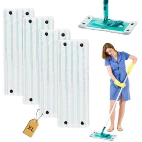Set di 4 testine di ricambio in microfibra per mocio Leifheit Clean Twist XL Micro Duo, 49x15 cm – Pulizia efficace di tutti i pavimenti.
