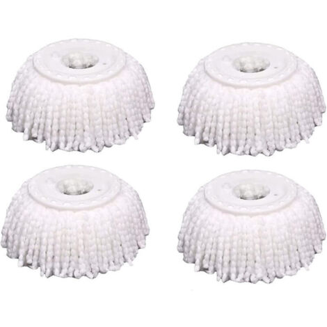 Set di 4 testine di ricambio in microfibra per mocio rotante, compatibili con i mocio rotante Magic Mopping. Testine di ricambio universali in microfibra per una pulizia a 360°, rotonde e sagomate.