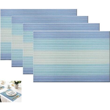Set di 4 tovagliette blu - Resistenti al calore e antiscivolo - Adatte per cucina e sala da pranzo - Blu - 30 x 45 cm
