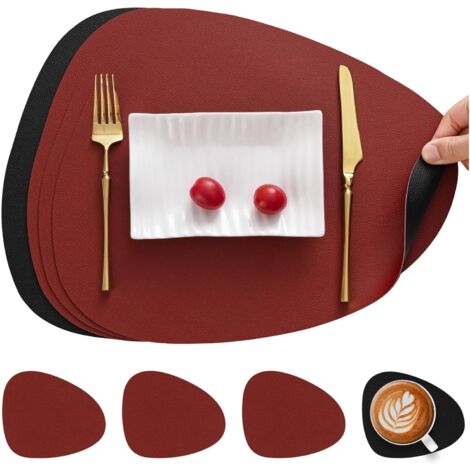 Tovagliette Americane in pvc Set di 2/4/6/8 pz Lavabili antiscivolo in Vinile anche per Hotels,Bar e Ristoranti 2 Pezzi - Arancio