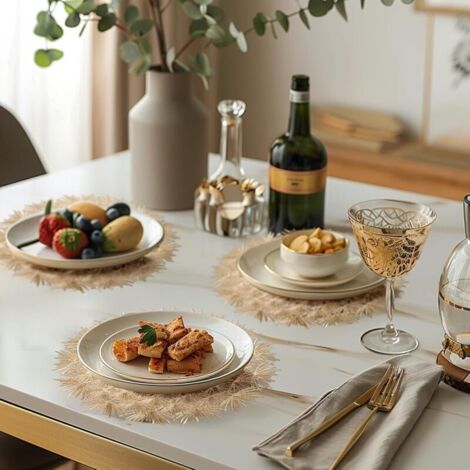 Set di 4 tovagliette rotonde, lavabili, 38 cm, ideali come tovagliette isolanti e decorative, colore oro.