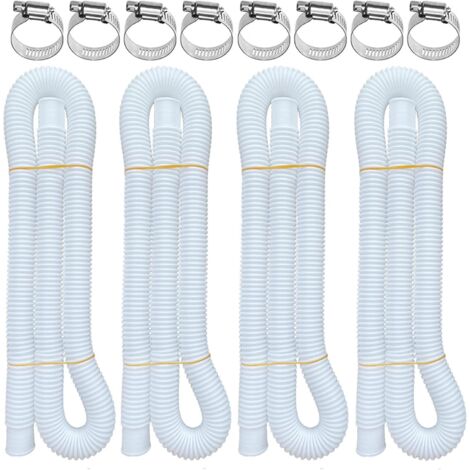 Set di 4 tubi per piscine fuori terra, tubo di ricambio per pompa da piscina da 1,5" di diametro, tubo per pompa filtro lungo 59" compatibile con i modelli di pompa Intex 607 e 637, fornito con 8 fasc