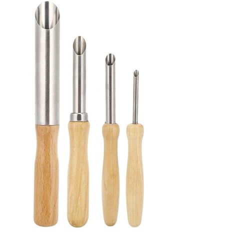Set di 4 utensili per ceramica in acciaio inossidabile - Punzoni per argilla con manici in legno per scolpire, marcare e decorare la ceramica