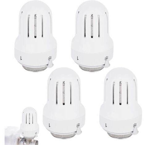 Set di 4 valvole per radiatore in materiale resistente, con controllo intelligente della temperatura, funzione antigelo e regolabili (M30 x 15)