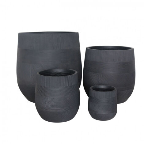 Set di 4 vasi  Peonia in Fibra sintetica Grigio scuro