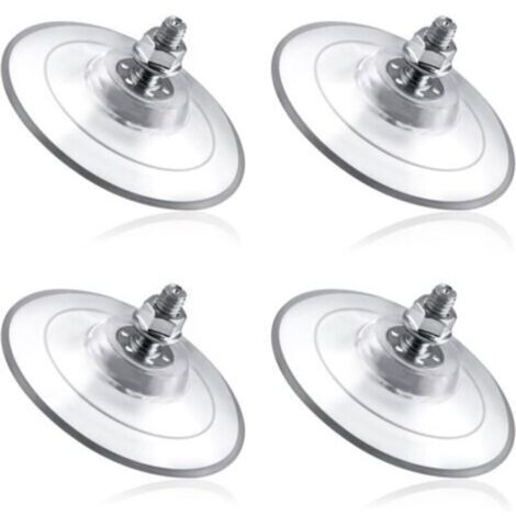 Set di 4 ventose grandi con attacco M8, 85 mm, in PVC trasparente - Ventose in cristallo extra resistenti e robuste
