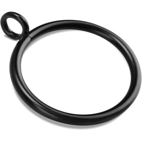 Set di 40 anelli per tende neri con occhielli per bastoni per tende fino a 38 mm