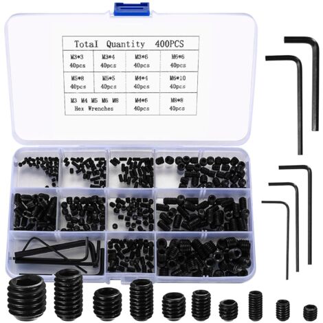 Set di 400 viti a testa cilindrica con esagono incassato M3/M4/M5/M6/M8, viti a testa cilindrica con esagono incassato nere per maniglie delle porte, viti per apparecchi di illuminazione