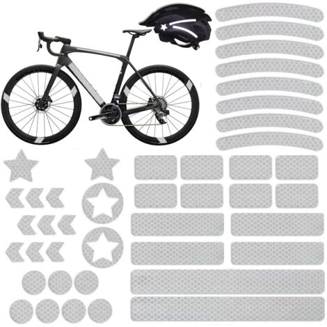 Set di 42 adesivi riflettenti, decorazione di sicurezza riflettente notturna per bicicletta, adesivi riflettenti per visibilità notturna, per casco/bicicletta/auto/passeggino/moto