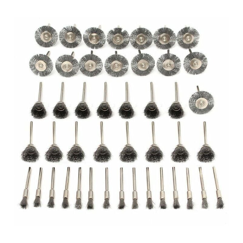 Set di 45 spazzole in filo di acciaio per utensili...