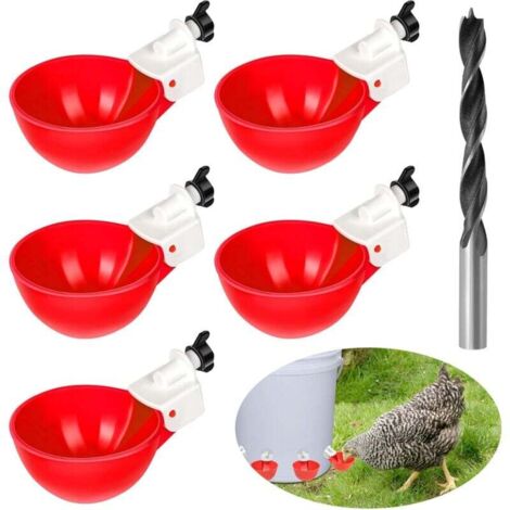 Set di 5 abbeveratoi automatici fai da te per polli, abbeveratoio per polli con sega a tazza per pulcini, anatre, oche, tacchini o conigli