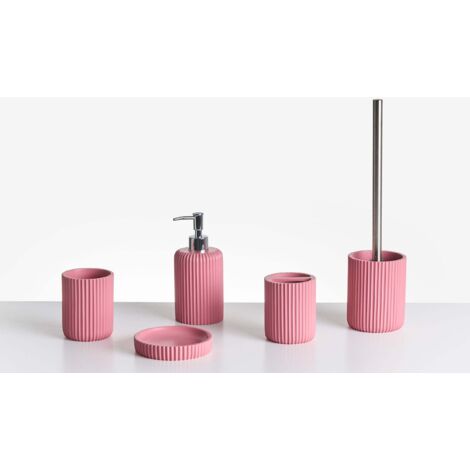 Set di 5 accessori in poliresina rosa per il bagno Suches