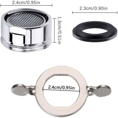 Set di 5 aeratori M24 - Rubinetto - Filettatura esterna - Ugello miscelatore con filtro in acciaio inox - Con chiave di miscelazione cromata - Per rubinetti