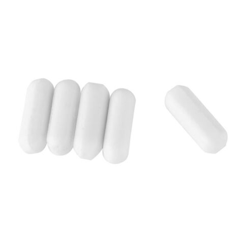 Set di 5 agitatori magnetici in PTFE bianco tipo C per uso di laboratorio.