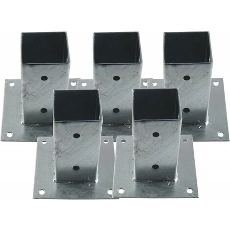 Set di 5 Ancora metallico quadrato 9x9 cm, base 15x15 cm. Ideale per pali in legno