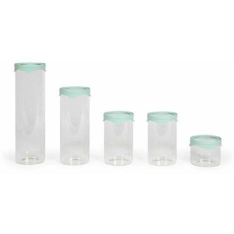 Set di 5 barattoli per conservazione - LIVOO - MEN399 - 450 ml - Vetro borosilicato - Coperchio in silicone e vetro