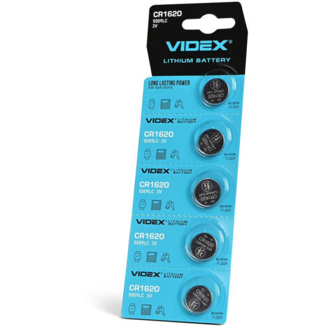 Set di 5 batterie al litio resistenti e potenti Videx 5009LC CR1620 3V 70mAh