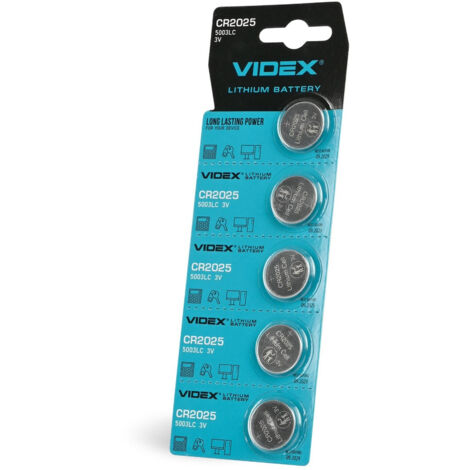 Set di 5 batterie al litio resistenti e potenti Videx CR CR2025 3V 160mAh