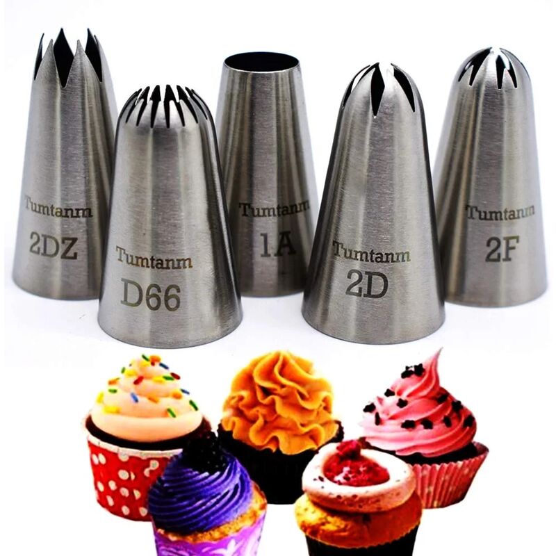 Set di 5 bocchette per glassa grandi per decorare
