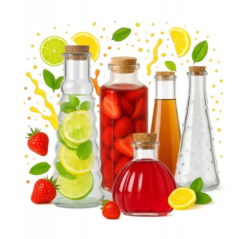 Set di 5 bottiglie di vetro per liquori di vino UNICO ELEGANTE Regalo per la casa