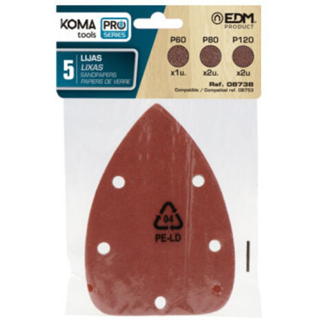 Set di 5 carte abrasive per levigatrice tipo mouse 08753 KomaTools