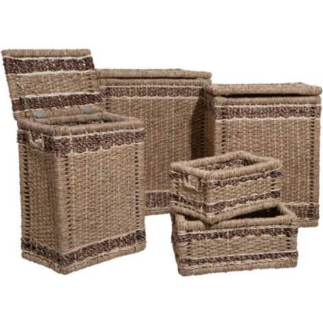 Set di 5 cestini rettangolari in giunco - Atmosphera créateur d'intérieur