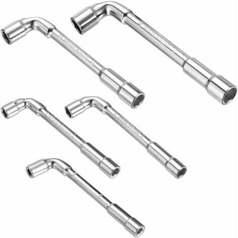 Set di 5 chiavi a bussola doppie sfalsate, chiavi a bussola esagonali a L, chiavi a bussola doppie esagonali metriche per riparazione tubi, auto, biciclette, 6/7/8/10/12 mm