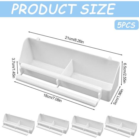 Set di 5 ciotole per l'acqua in plastica da appendere per uccelli - Accessori per uccelli e pollame - Bianco