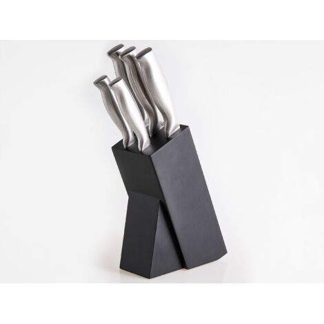 Royalty Ceppo Coltelli 8 Pezzi In Acciaio Inox | Con Base Acrilica | Set Coltelli Da Cucina Con Mannaia, Forbici E Affilacoltelli | Grigio