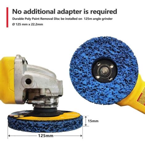 Set di 5 dischi abrasivi per la pulizia (blu) da 125 mm, mola abrasiva per la rimozione di vernice, disco abrasivo a nastro in polipropilene, sverniciatore per ruggine e vernice, mola per la pulizia d