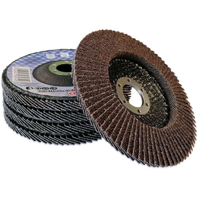 Set di 5 Dischi Lamellari 125 mm BGS TECHNIC Grano 40 per smerigliatrice