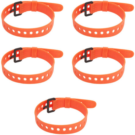 Set di 5 fascette in gomma riutilizzabili con anello in ferro arancione