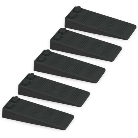 Set di 5 fermaporta in gomma flessibile, altezza regolabile, antiscivolo, atossici, inodori, proteggono pavimenti e pareti, per tappeti, cemento e parquet (nero)
