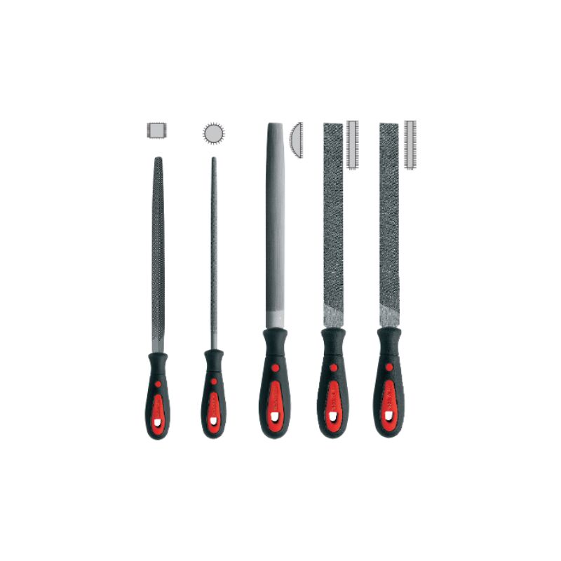 Set di 5 file, piatto, quadrato, mezzo round