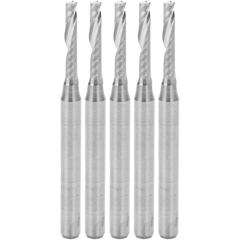 Set di 5 frese CNC con 1 tagliente da 3,175 mm - Acciaio al tungsteno, gambo 3,175x2x12x38 mm