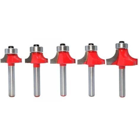 Set di 5 frese per smussatura con mandrino 6 mm e cuscinetto a sfera per lavorazione del legno, per pulizia e livellamento