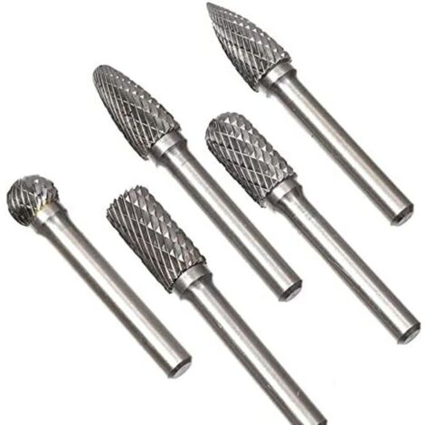 Set di 5 frese rotative a doppio taglio, gambo da 6 mm, testa da 10 mm, utensile per trapano/levigatrice elettrica per intaglio del metallo.