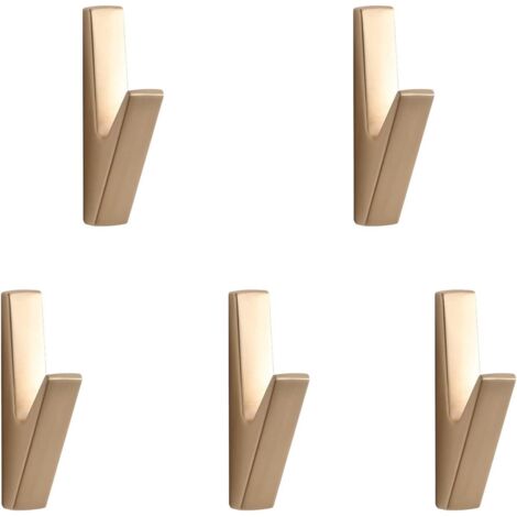 Set di 5 ganci da parete (7,9 x 4 x 1,4 cm) in lega di zinco placcata oro. Ideali per appendere vestiti, cappelli, borse, asciugamani e chiavi. Adatti anche per pannelli fonoassorbenti, armadi, pareti