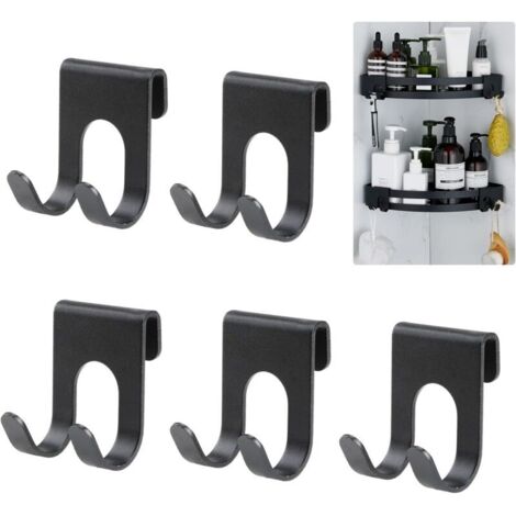 Set di 5 ganci per doccia senza foratura, ganci spaziali in alluminio, ganci per porta doccia per bagno, camera da letto, cucina, neri