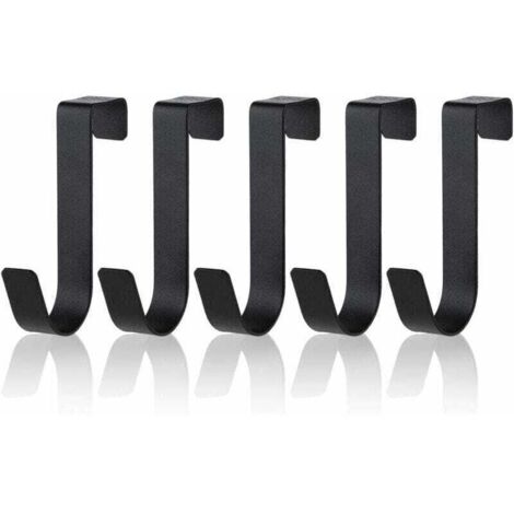 Set di 5 ganci portasciugamani in acciaio inox resistente all'acqua per porte doccia, bagno, porte in vetro senza telaio, 2,1 cm, per appendere asciugamani, nero opaco