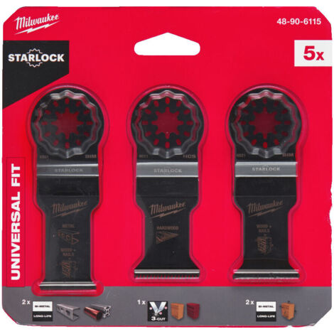 Set di 5 lame per utensili multifunzione STARLOCK per legno e metallo - Milwaukee 48906115