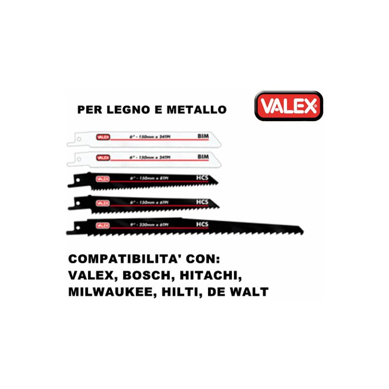 Valex - set di 5 lame taglio legno e ferro per