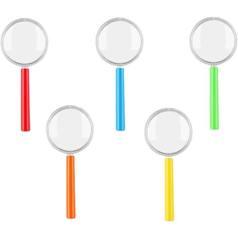 Set di 5 lenti d'ingrandimento per bambini, mini lenti d'ingrandimento, giocattolo, in plastica, lente d'ingrandimento portatile, perfette per compleanni di bambini, regali per la casa, la scuola, att