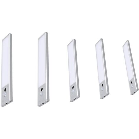 Set di 5 luci sottopensile con sensore di movimento interno dimmerabile, luce bianca con timer, batteria ricaricabile, barra luminosa a LED (300 mm)