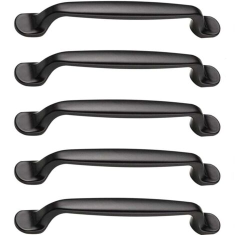 Set di 5 maniglie per mobili nere, spaziatura fori 128 mm, maniglia per mobili in lega di alluminio, per mobili, cassetti, armadi, cassettiere, credenze da cucina e da camera da letto