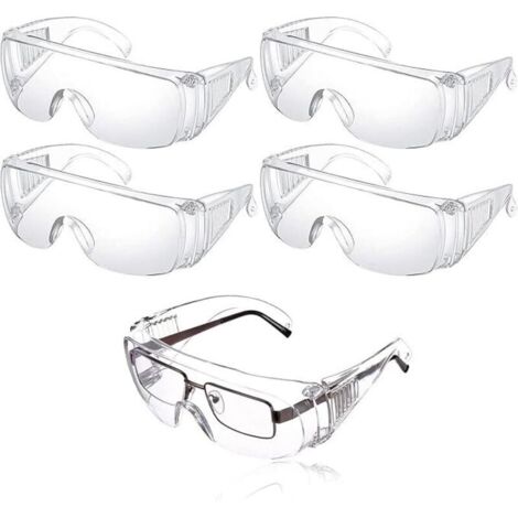Set di 5 occhiali di sicurezza: protezione da gocce, protezione per gli occhi, antipolvere, trasparenti, antiappannamento, ideali per uso quotidiano, fai da te, laboratorio, saldatura, molatura.