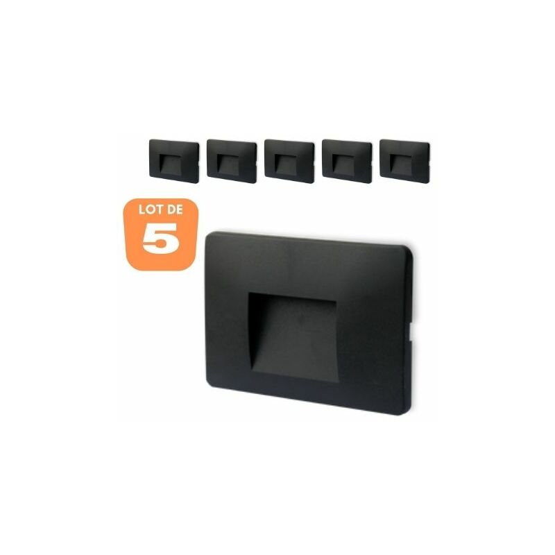 Set di 5 pareti LED vektab4 quadrate nere 3w 3000k...