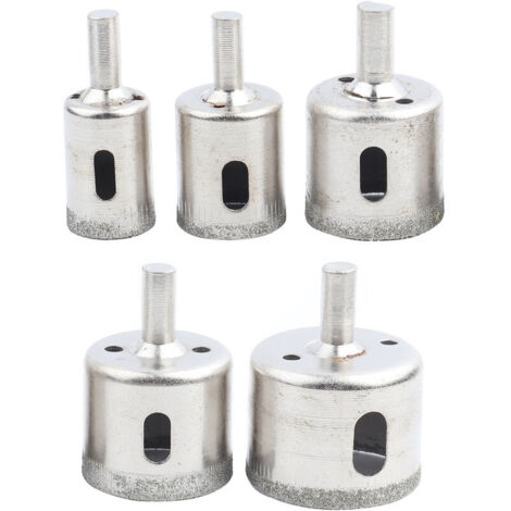 Set di 5 punte da trapano con sega a tazza diamantata per piastrelle, per rimuovere cerchi su vetro, marmo, granito con acqua, per realizzare fori puliti su